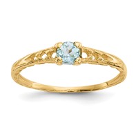 14K Yellow Gold Madi K 3mm Aquamarine Birthstone Ring view 1