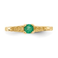 14K Yellow Gold Madi K 3mm Emerald Birthstone Ring view 5