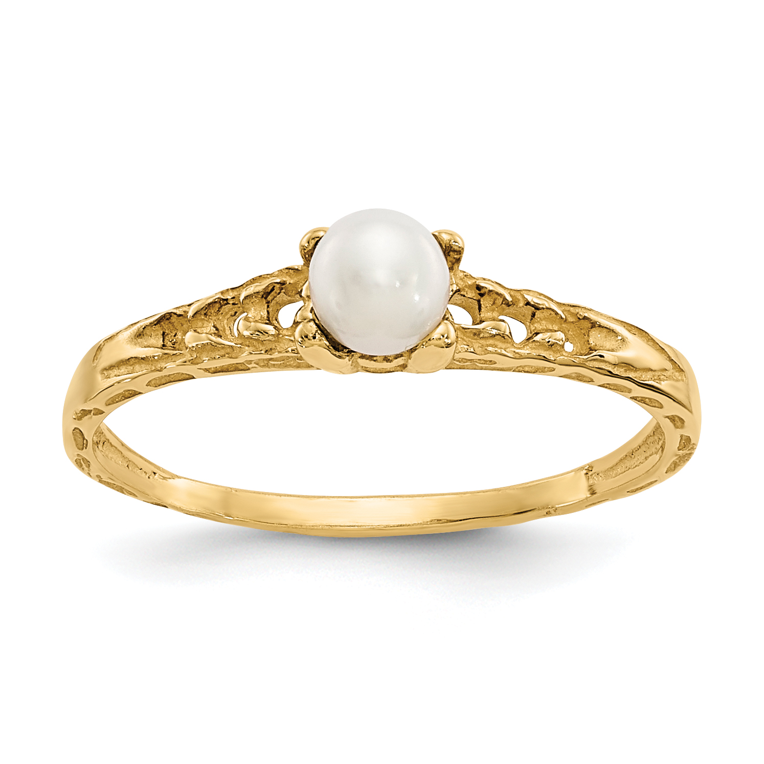 14k Madi K 3mm FW Cultured Pearl Birthstone Baby Ring (GK129)