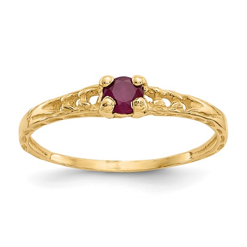 14K Yellow Gold Madi K 3mm Ruby Birthstone Ring, Size 3