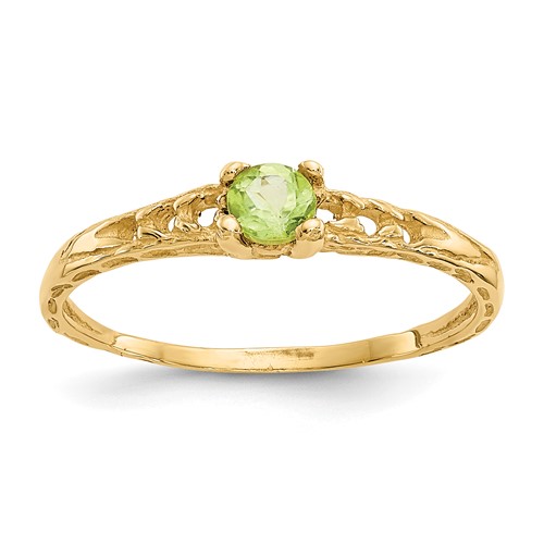 14K Yellow Gold Madi K 3mm Peridot Birthstone Ring, Size 3