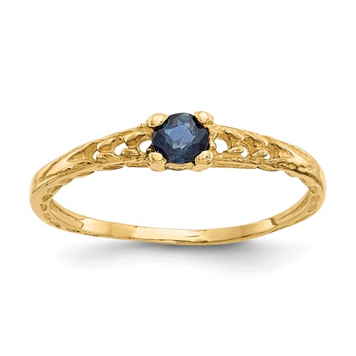 14K Yellow Gold Madi K 3mm Sapphire Birthstone Ring, Size 3