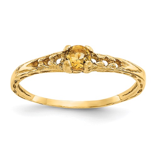 14K Yellow Gold Madi K 3mm Citrine Birthstone Ring, Size 3