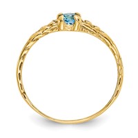 14K Yellow Gold Madi K 3mm Blue Topaz Birthstone Ring view 2