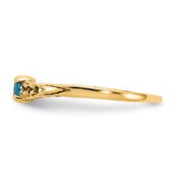 14K Yellow Gold Madi K 3mm Blue Topaz Birthstone Ring view 4