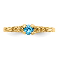 14K Yellow Gold Madi K 3mm Blue Topaz Birthstone Ring view 5