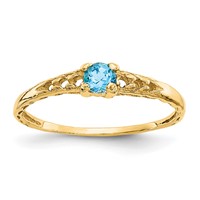 14K Yellow Gold Madi K 3mm Blue Topaz Birthstone Ring view 1