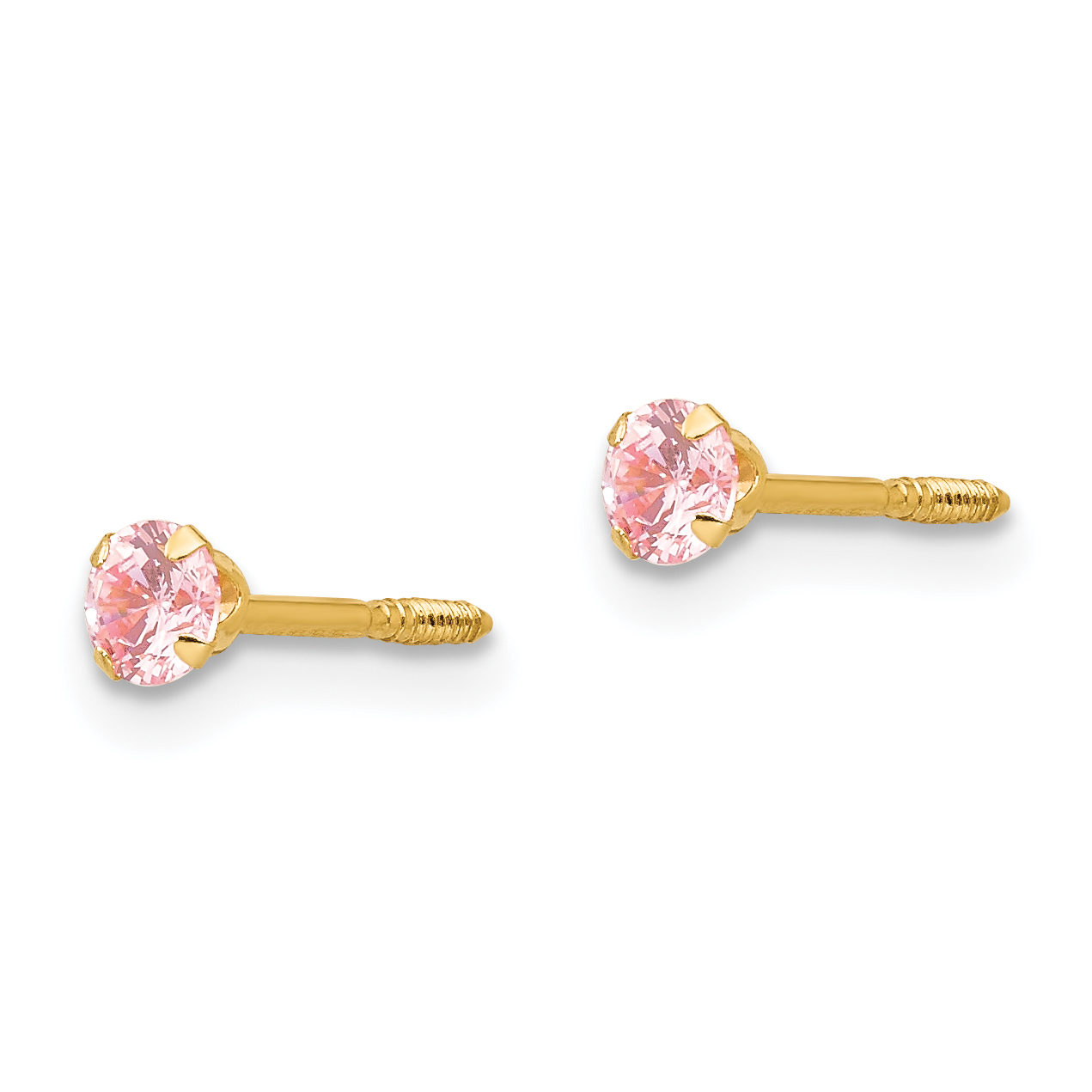 14k Madi K 3mm Pink CZ Earrings GK143 - Bild 2 von 5