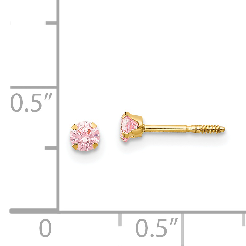 14k Madi K 3mm Pink CZ Earrings GK143 - Bild 4 von 5