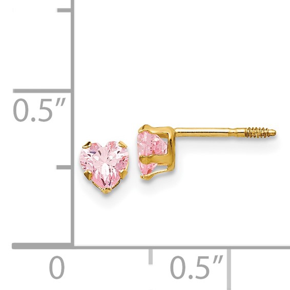 Gold Childrens CZ Heart Post Earrings