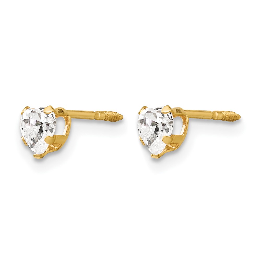14K Madi K 4mm White CZ Heart Earrings (GK144WCZ)