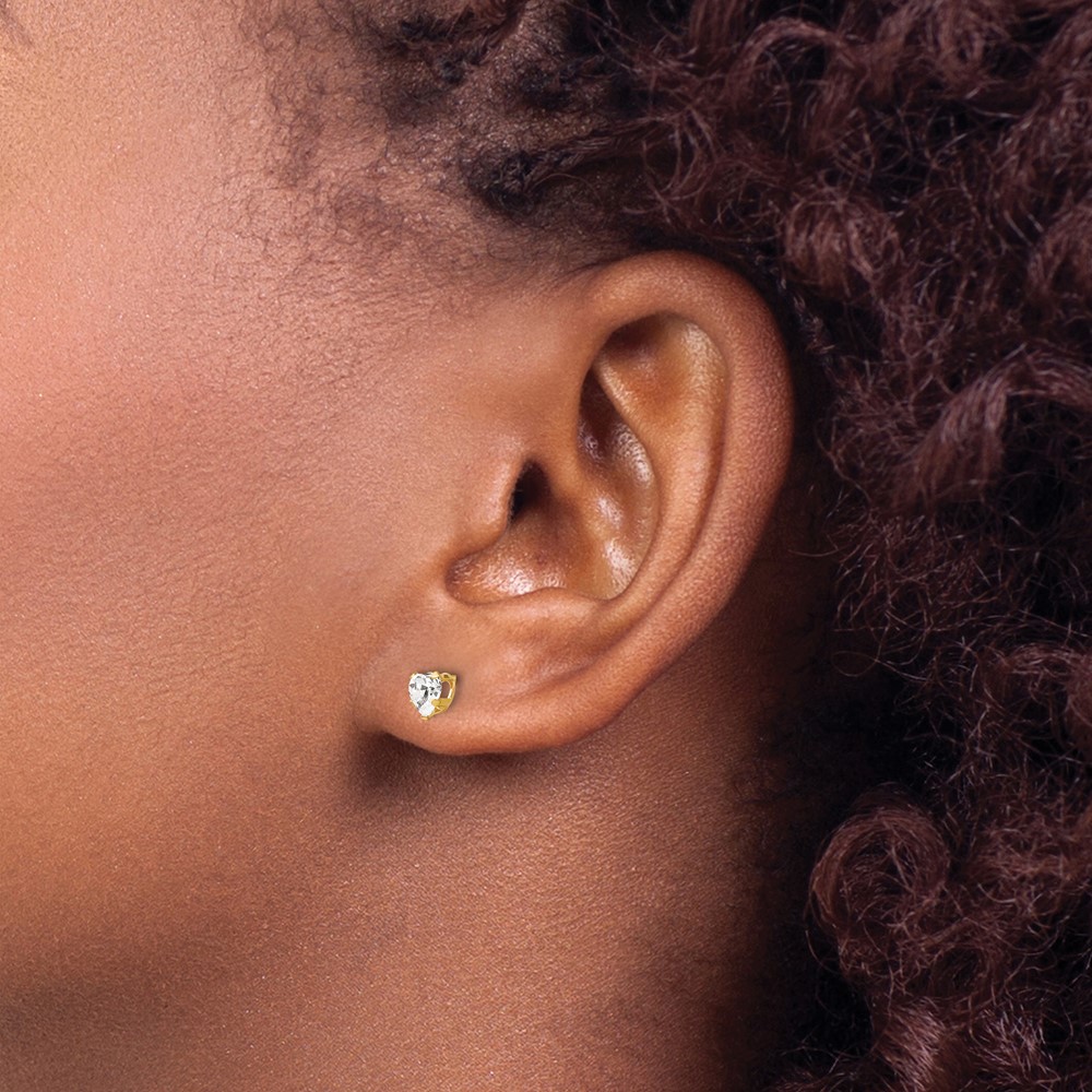 14K Madi K 4mm White CZ Heart Earrings (GK144WCZ)