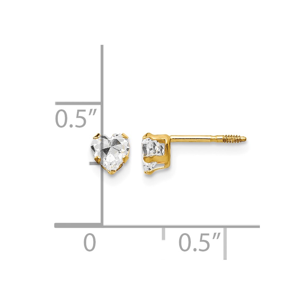 14K Madi K 4mm White CZ Heart Earrings (GK144WCZ)
