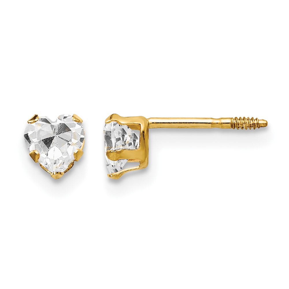 14K Madi K 4mm White CZ Heart Earrings (GK144WCZ)