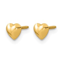 14K Yellow Gold Madi K 6.00mm Heart Silicone Screwback Post Earrings view 2