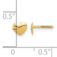 14K Yellow Gold Madi K 6.00mm Heart Silicone Screwback Post Earrings view 3
