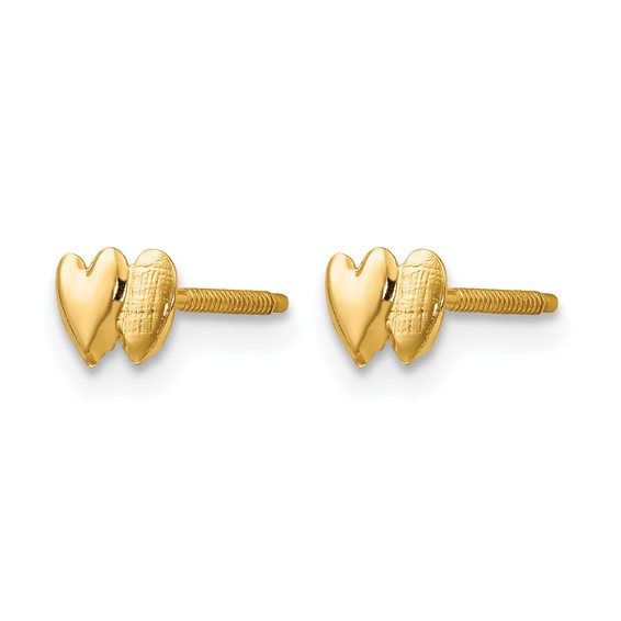 14k Madi K Double Heart Childrens Post Earrings