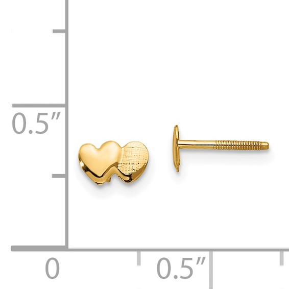 14k Madi K Double Heart Childrens Post Earrings