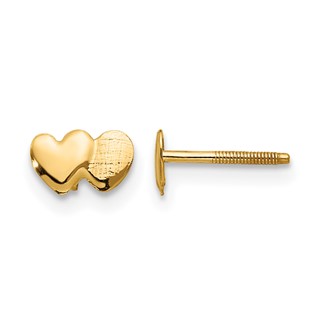 14k Madi K Double Heart Childrens Post Earrings