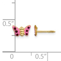14K Yellow Gold Madi K Pink Enameled Butterfly Post Earrings view 4