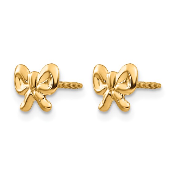 14k Madi K Bow Childrens Screwback Post Earrings