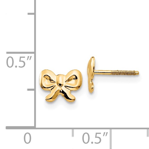 14k Madi K Bow Childrens Screwback Post Earrings