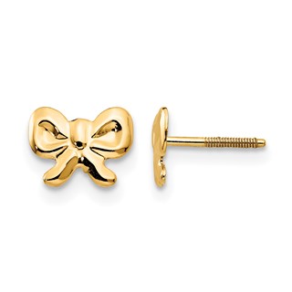 14k Madi K Bow Childrens Screwback Post Earrings