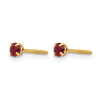 14K Yellow Gold Madi K 3mm Round Imitation Garnet January Birthstone Screwback Post Earrings view 2