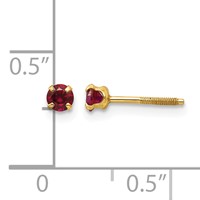 14K Yellow Gold Madi K 3mm Round Imitation Garnet January Birthstone Screwback Post Earrings view 4