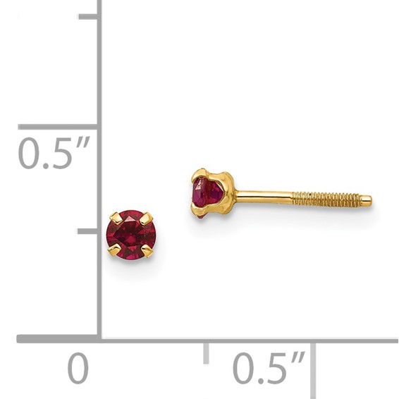 14k Madi K 3mm Synthetic Gemstone Screwback Earrings