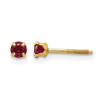 14K Yellow Gold Madi K 3mm Round Imitation Garnet January Birthstone Screwback Post Earrings view 1