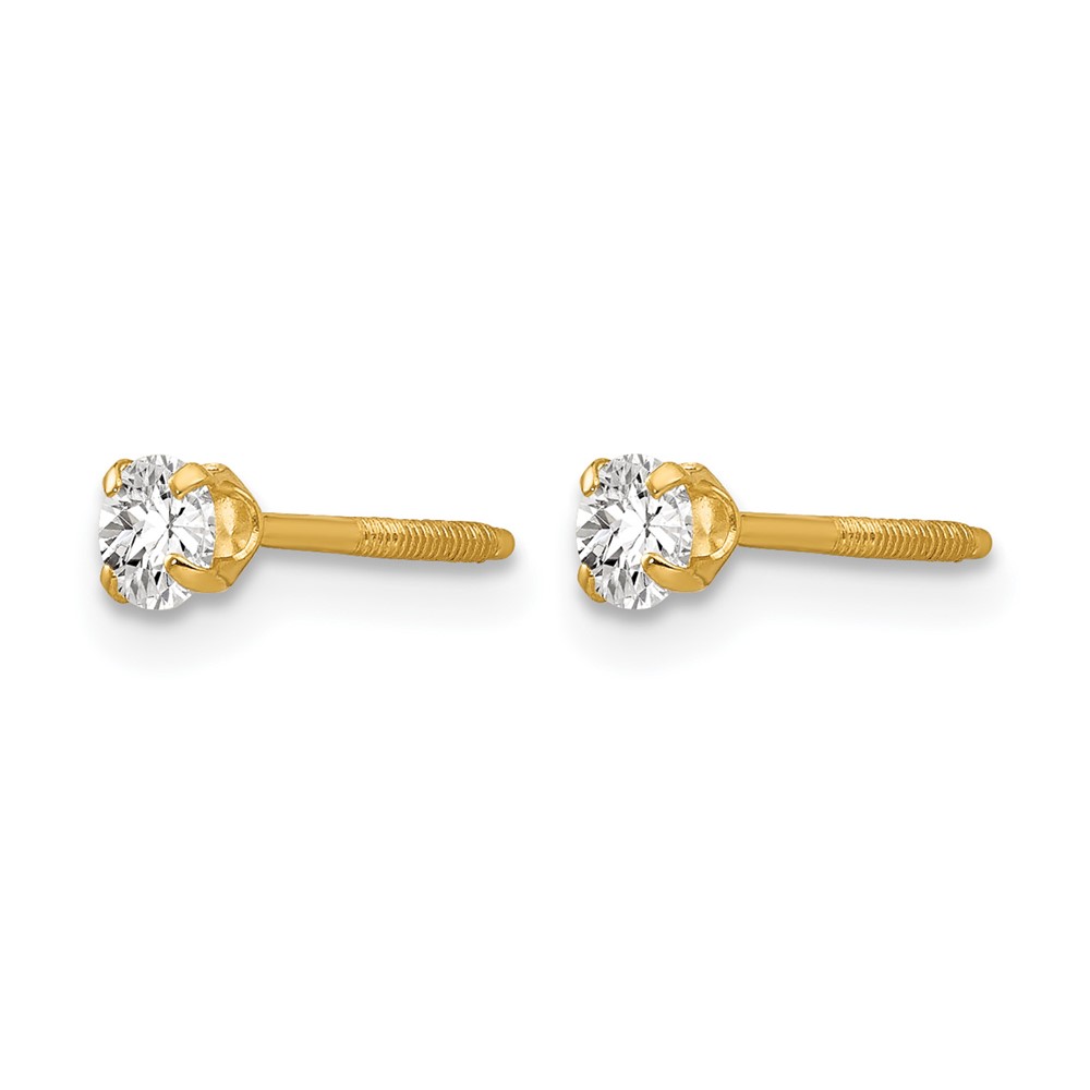 14k Madi K 3mm Imitation April Birthstone Earrings (GK196)