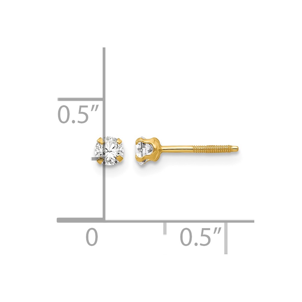 14k Madi K 3mm Imitation April Birthstone Earrings (GK196)