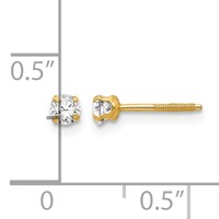 14K Yellow Gold Madi K 3mm Round Imitation Spinel April Birthstone Screwback Post Earrings view 4