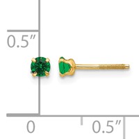 14K Yellow Gold Madi K 3mm Round Imitation Emerald May Birthstone Screwback Post Earrings view 4