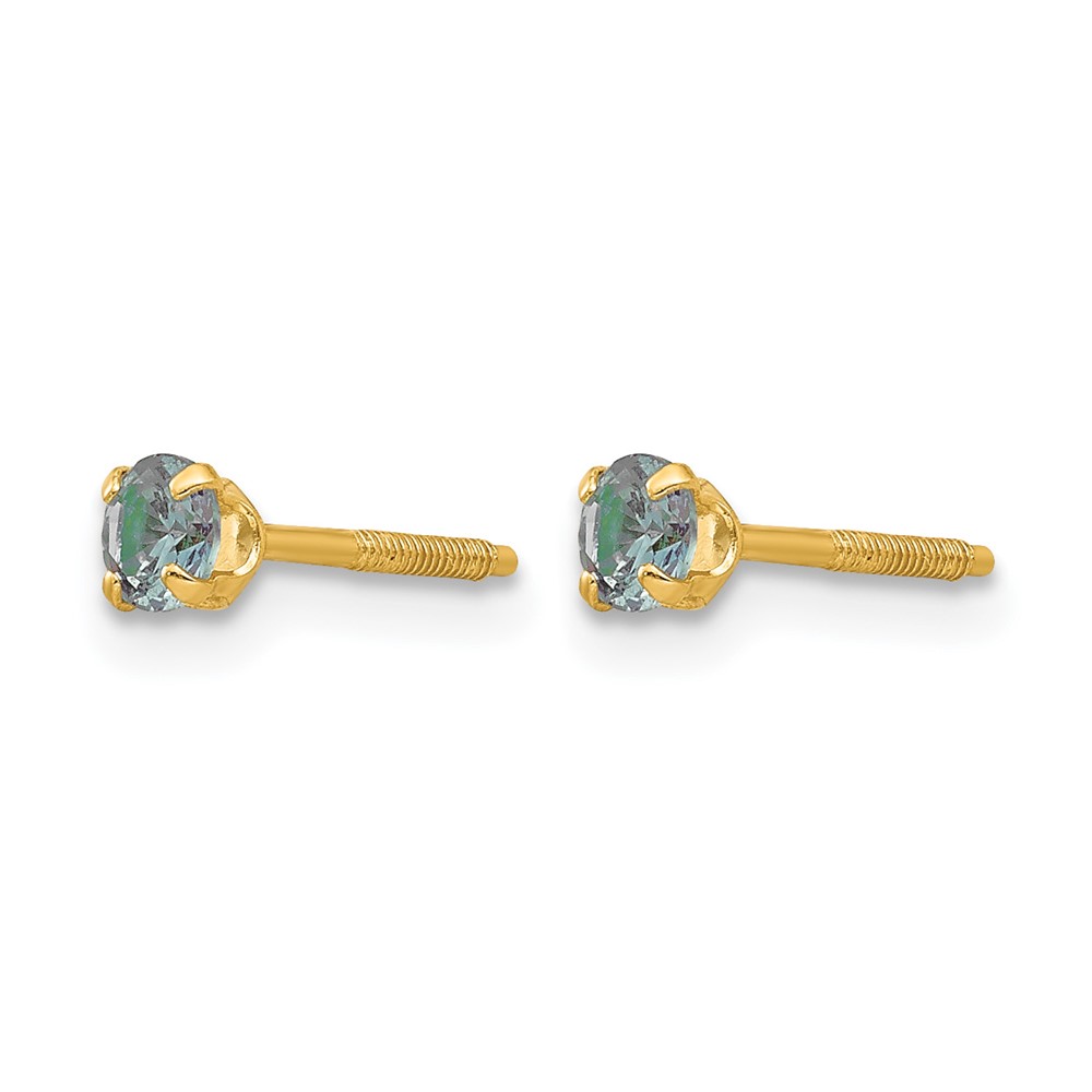 14k Madi K 3mm Imitation Alexandrite Birthstone Earrings (Jun) (GK198)