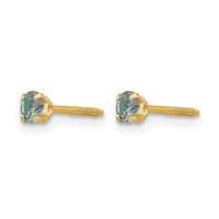 14K Yellow Gold Madi K 3mm Round Imitation Alexandrite June Birthstone Screwback Post Earrings view 2