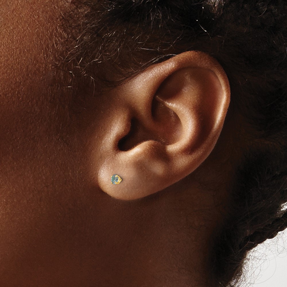 14k Madi K 3mm Imitation Alexandrite Birthstone Earrings (Jun) (GK198)