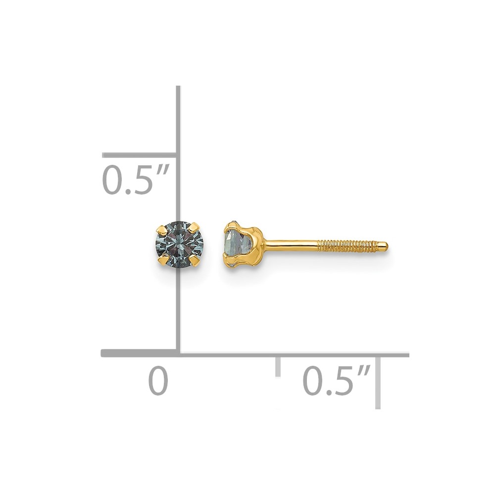 14k Madi K 3mm Imitation Alexandrite Birthstone Earrings (Jun) (GK198)