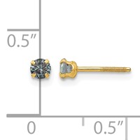 14K Yellow Gold Madi K 3mm Round Imitation Alexandrite June Birthstone Screwback Post Earrings view 4
