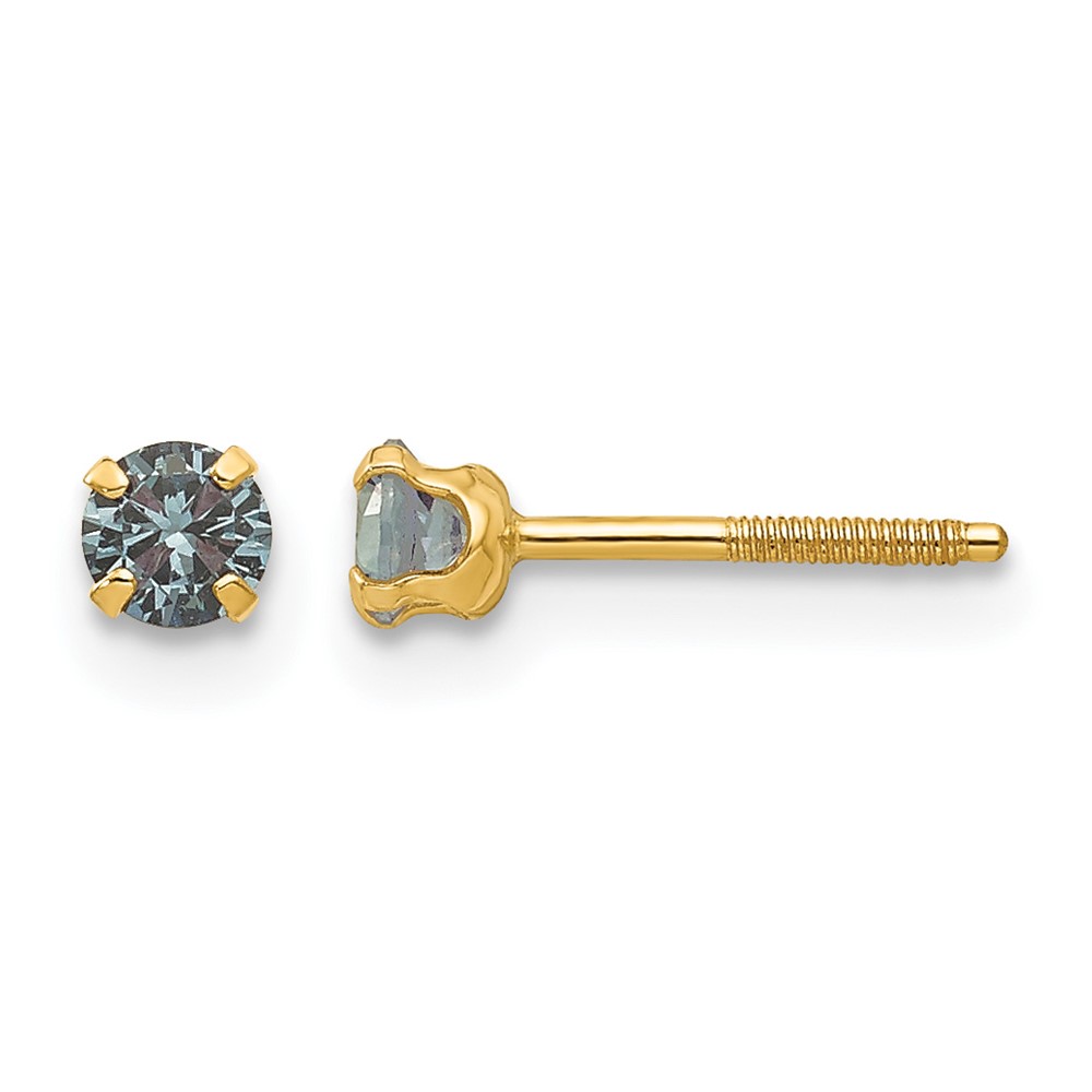 14k Madi K 3mm Imitation Alexandrite Birthstone Earrings (Jun) (GK198)