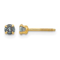 14K Yellow Gold Madi K 3mm Round Imitation Alexandrite June Birthstone Screwback Post Earrings view 1