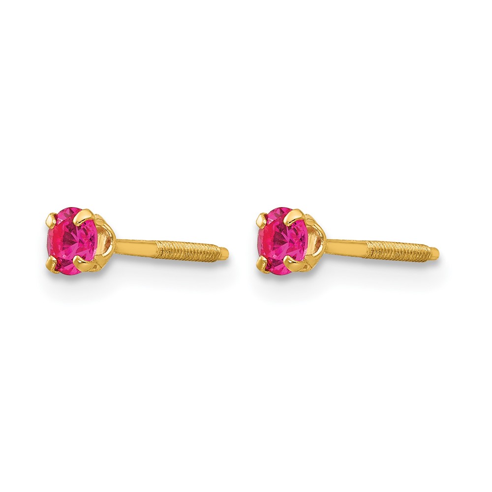 14k Madi K 3mm Imitation Ruby Birthstone Earrings (Jul) (GK199)