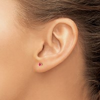 14K Yellow Gold Madi K 3mm Round Imitation Ruby July Birthstone Screwback Post Earrings view 3