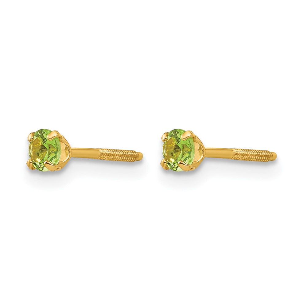 14k Madi K 3mm Imitation Peridot Earrings (Aug) (GK200)