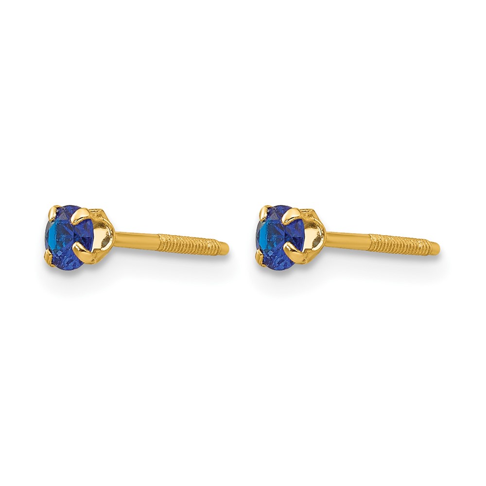 14k Madi K 3mm Imitation Sapphire Birthstone Earrings (Sep) (GK201)