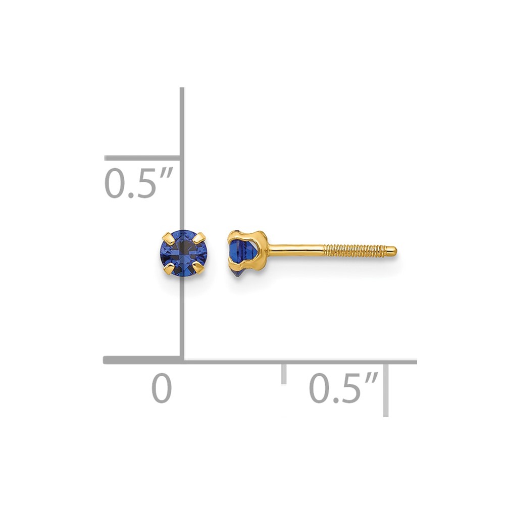 14k Madi K 3mm Imitation Sapphire Birthstone Earrings (Sep) (GK201)