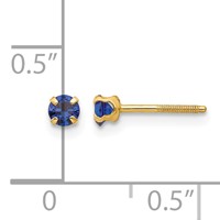 14K Yellow Gold Madi K 3mm Round Imitation Sapphire September Birthstone Screwback Post Earrings view 4