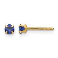14K Yellow Gold Madi K 3mm Round Imitation Sapphire September Birthstone Screwback Post Earrings view 1
