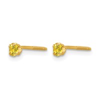 14K Yellow Gold Madi K 3mm Round Imitation Citrine November Birthstone Screwback Post Earrings view 2